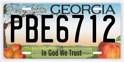 GA license plate PBE6712