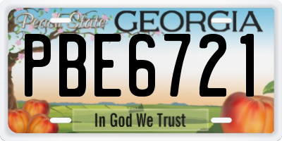GA license plate PBE6721
