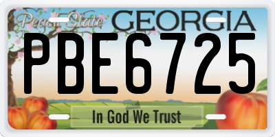 GA license plate PBE6725