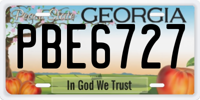 GA license plate PBE6727