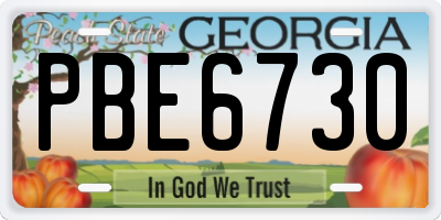 GA license plate PBE6730