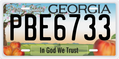 GA license plate PBE6733