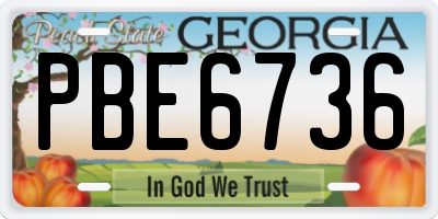 GA license plate PBE6736