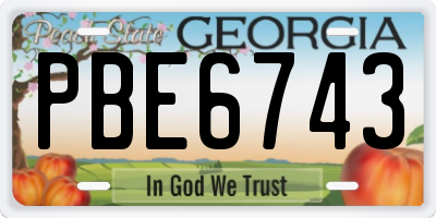 GA license plate PBE6743