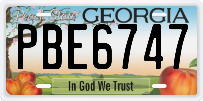 GA license plate PBE6747