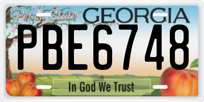 GA license plate PBE6748