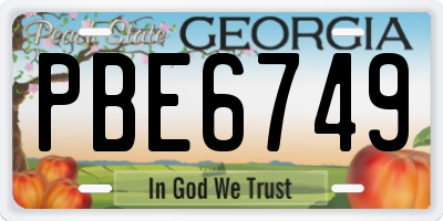 GA license plate PBE6749