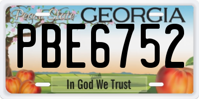 GA license plate PBE6752