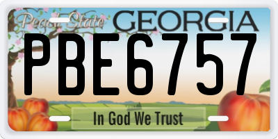 GA license plate PBE6757