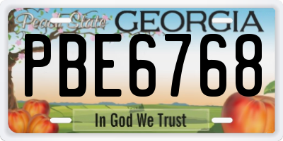 GA license plate PBE6768