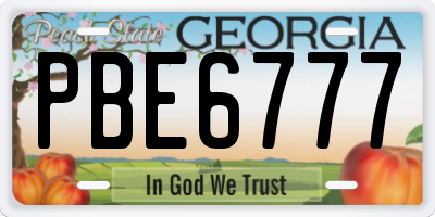 GA license plate PBE6777