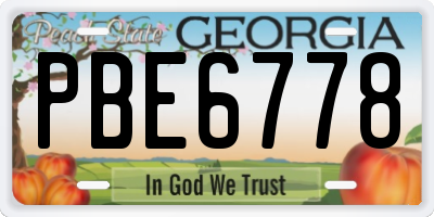 GA license plate PBE6778