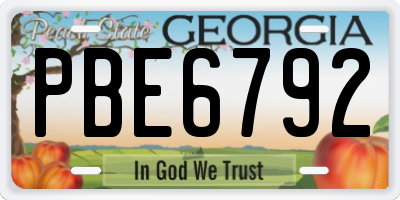 GA license plate PBE6792