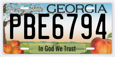 GA license plate PBE6794