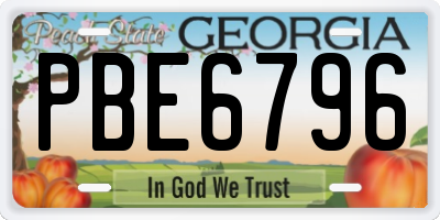GA license plate PBE6796