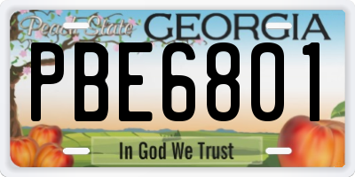 GA license plate PBE6801