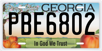 GA license plate PBE6802
