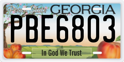 GA license plate PBE6803