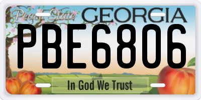 GA license plate PBE6806