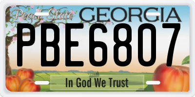 GA license plate PBE6807