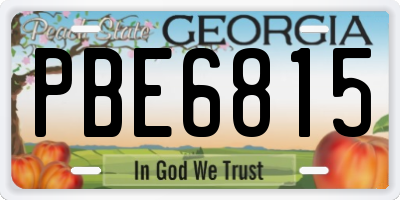 GA license plate PBE6815