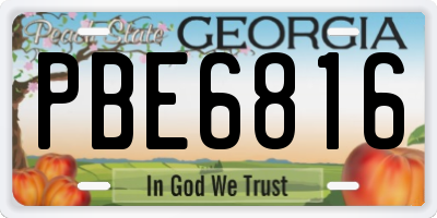 GA license plate PBE6816
