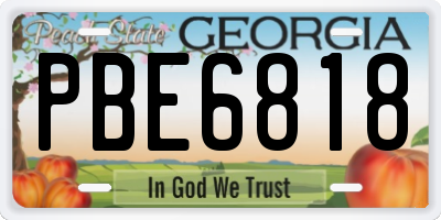 GA license plate PBE6818