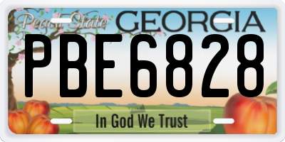 GA license plate PBE6828