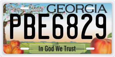 GA license plate PBE6829