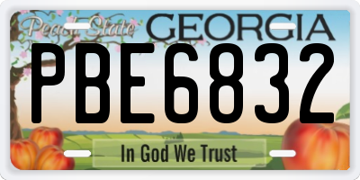 GA license plate PBE6832