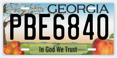 GA license plate PBE6840