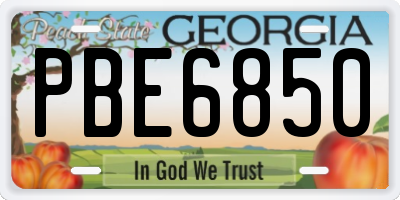 GA license plate PBE6850
