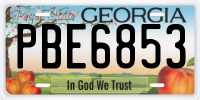 GA license plate PBE6853