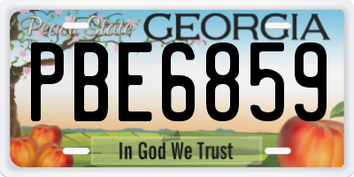 GA license plate PBE6859