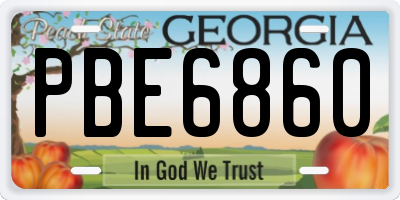 GA license plate PBE6860