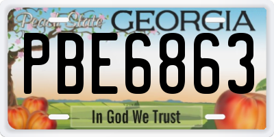 GA license plate PBE6863