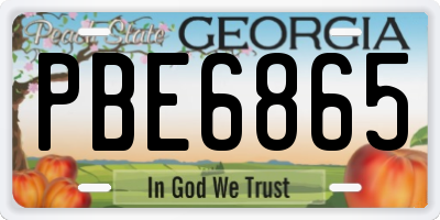 GA license plate PBE6865