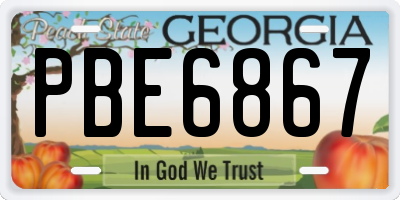 GA license plate PBE6867