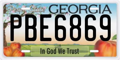GA license plate PBE6869