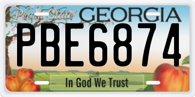 GA license plate PBE6874
