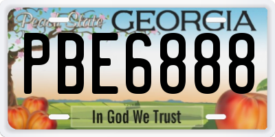 GA license plate PBE6888