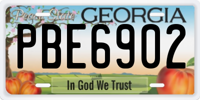 GA license plate PBE6902