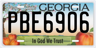 GA license plate PBE6906