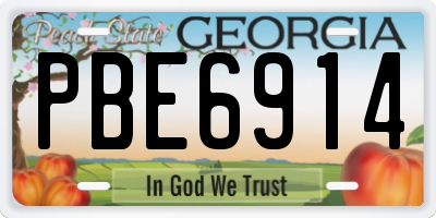 GA license plate PBE6914