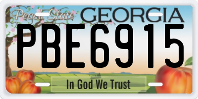GA license plate PBE6915