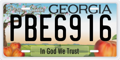 GA license plate PBE6916