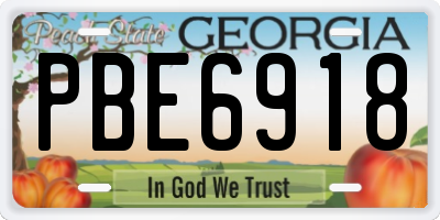 GA license plate PBE6918