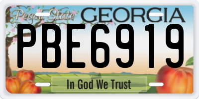 GA license plate PBE6919
