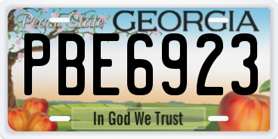 GA license plate PBE6923