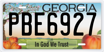 GA license plate PBE6927